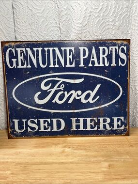 Vintage Ford Genuine Parts Used Here Metal Sign - Licensed Garage Decor